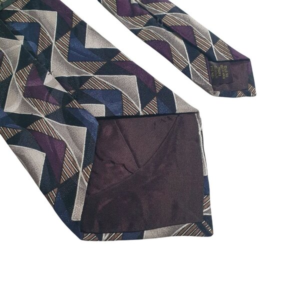 Jay Jacobs Geometric Chevron Mens Tie 5 In Long Purple Blue Gray Classic Office - Picture 5 of 5